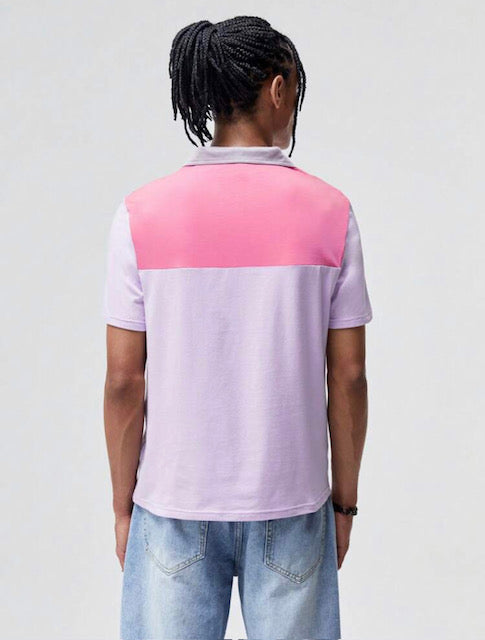 UNISEX Cotton Two Tone Quarter Zip Tee