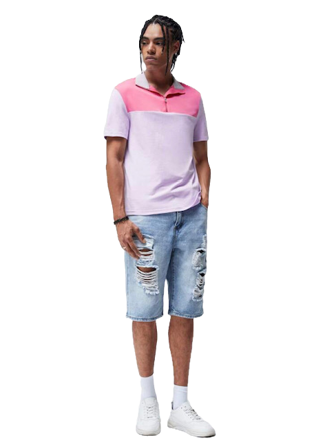 UNISEX Cotton Two Tone Quarter Zip Tee