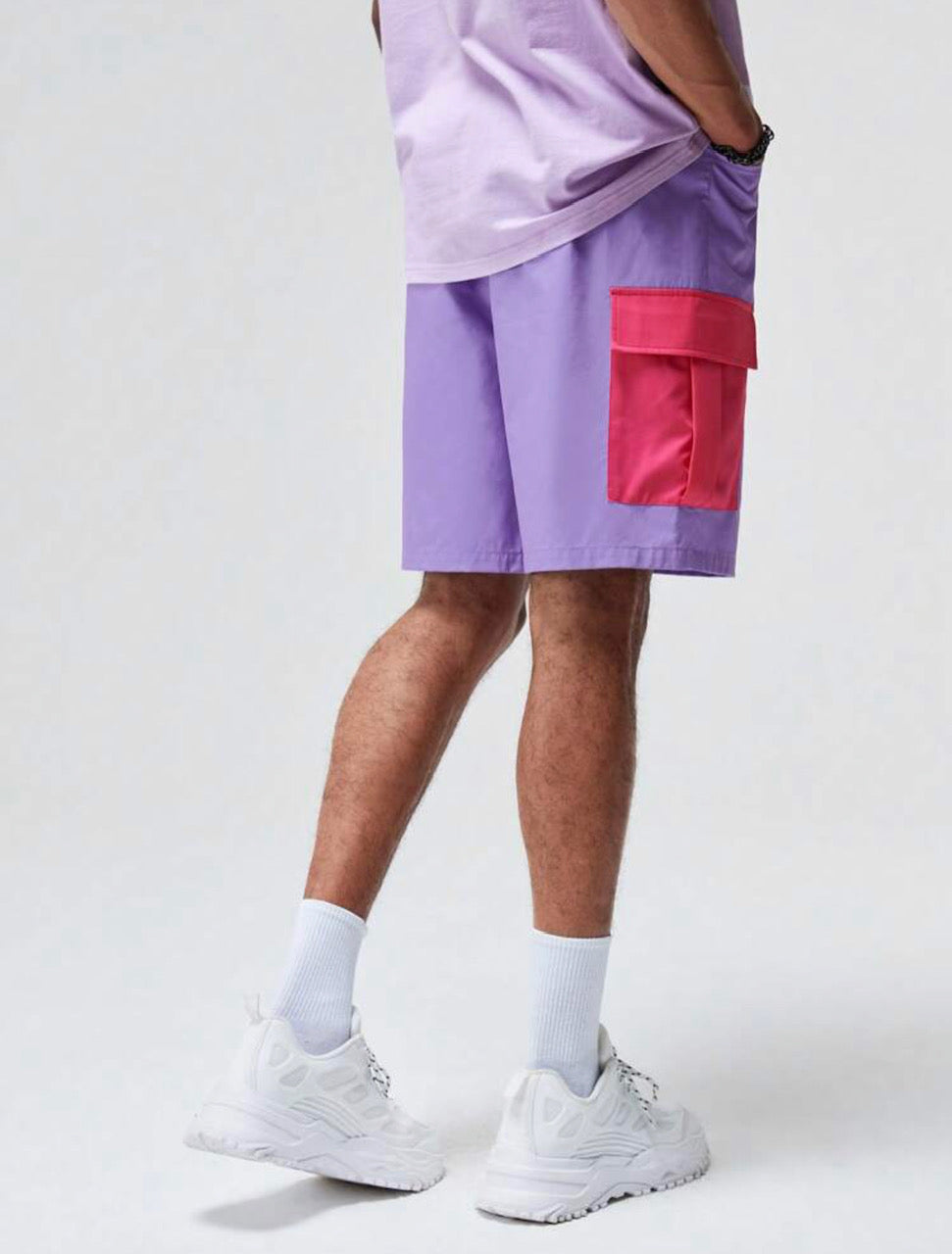 Unisex Cotton Flap Pocket Side Drawstring Waist Shorts