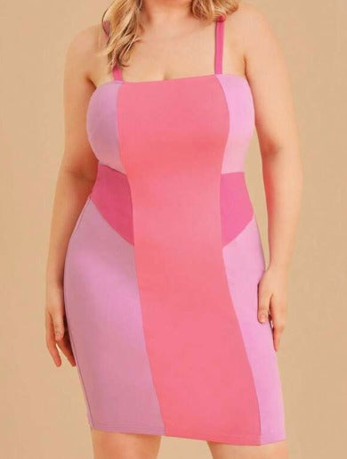 Plus Size Color-block strap dress