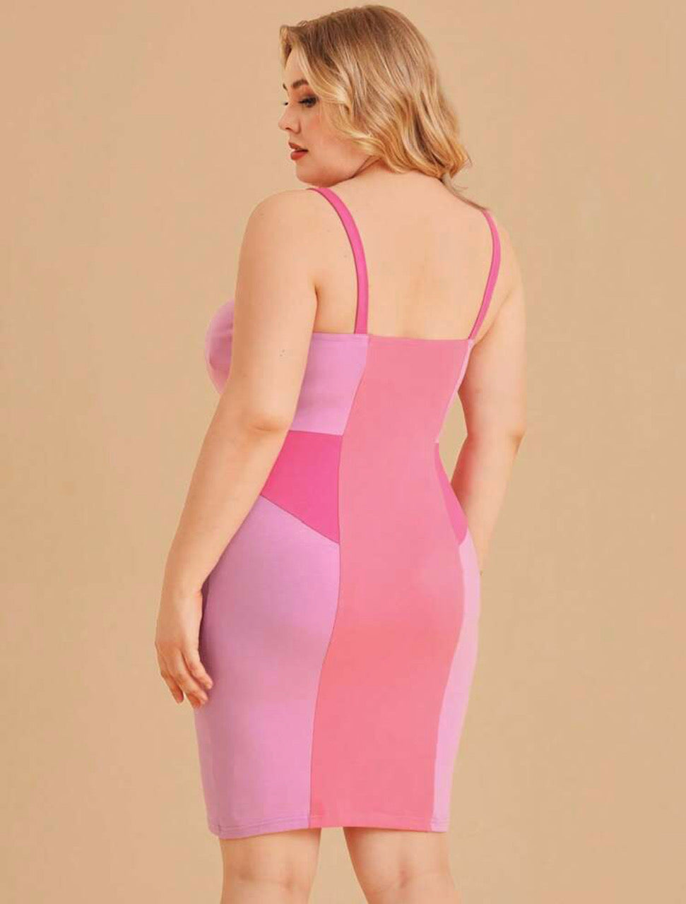 Plus Size Color-block strap dress