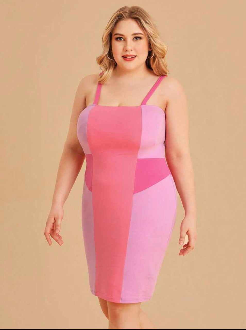 Plus Size Color-block strap dress